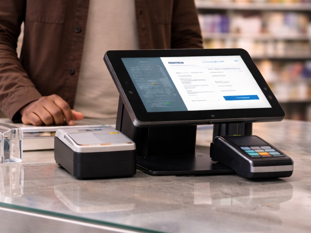 Person using POS at store